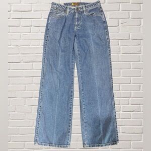 Wrangler Aura Women’s Jeans Sz 4 Mid Rise Straight Leg Blue Denim Stretch 30x30